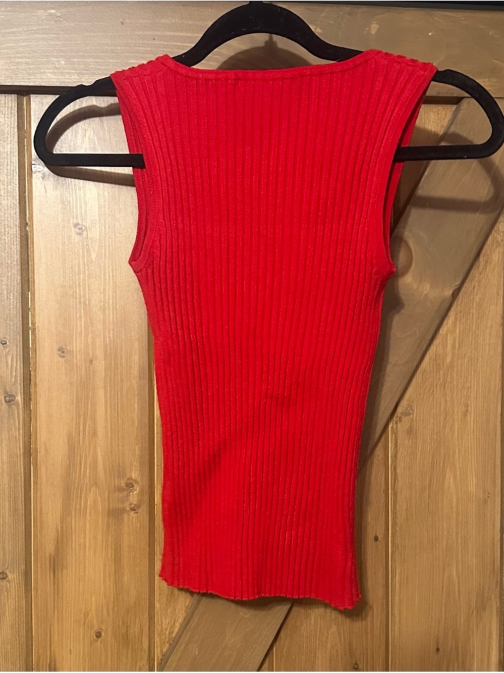 Belldini Red Ribbed Studded Square Neck Tank - Picture 2 of 2